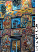 Duke court baroque building facade  in downtown on Herrengasse street. Graz is the capital of federal state of Styria and second largest city in Austria. (2018 год). Редакционное фото, фотограф Анна Кривицкая / Фотобанк Лори