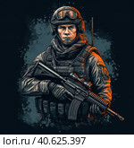 Spetsnaz illustration for a print on clothes. Generative AI. Стоковое AI-изображение, AI-художник Ирина Ручушкина / Фотобанк Лори