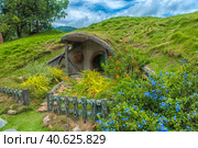 Hobbit door of hobbit hole in Hobbiton (2018 год). Редакционное фото, фотограф Анна Кривицкая / Фотобанк Лори
