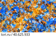 Yellow and blue fragments are thrown in a chaotic manner. Stylized snippets fill the entire background. Imitation of oil painting. Fractal background generated by a computer. Стоковая иллюстрация, иллюстратор Бузмакова Светлана / Фотобанк Лори