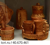 Jugs of birch bark. Стоковое фото, фотограф Анна Кривицкая / Фотобанк Лори
