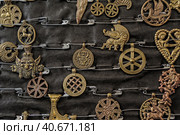 Jewelry with Slavic and Scandinavian symbols on sale. Стоковое фото, фотограф Анна Кривицкая / Фотобанк Лори