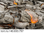 Lava near active volcano Tolbachik, Kamchatka, Russia. Стоковое фото, фотограф VittoriaChe / Фотобанк Лори