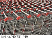 Russia, St. Petersburg, 10,12,2014 Empty carts for products in the supermarket. Редакционное фото, фотограф Анна Кривицкая / Фотобанк Лори