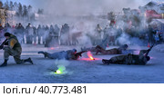Demonstration performance of the Russian Army landing troops in honor of the Day of the Defender of the Fatherland (2018 год). Редакционное фото, фотограф Анна Кривицкая / Фотобанк Лори