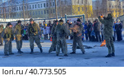 Demonstration performance of the Russian Army landing troops in honor of the Day of the Defender of the Fatherland (2018 год). Редакционное фото, фотограф Анна Кривицкая / Фотобанк Лори