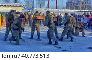 Demonstration performance of the Russian Army landing troops in honor of the Day of the Defender of the Fatherland (2018 год). Редакционное фото, фотограф Анна Кривицкая / Фотобанк Лори