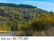 Novokuznetsk-Tashtagol highway near Mundybash village in Gornaya Shoria. Стоковое фото, фотограф Ольга Остроухова / Фотобанк Лори