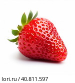 Strawberry berry isolated on white. Illustration Generative AI. Стоковое AI-изображение, AI-художник Юлия Гапеенко / Фотобанк Лори