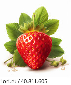 Strawberry berry isolated on white. Illustration AI Generative. Стоковое AI-изображение, AI-художник Юлия Гапеенко / Фотобанк Лори