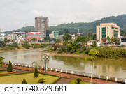 Chinese side of the International board point Lao Cai VIetnam - Ha Khau China, one of the China - Vietnam International boarder. Lao cai, Vietnam (2018 год). Редакционное фото, фотограф Михаил Пряхин / Фотобанк Лори