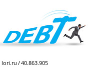 Heavy debt concept with businessman. Стоковое фото, фотограф Elnur / Фотобанк Лори