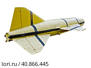 Старая противокорабельная ракета на белом фоне. Old anti-ship missile. (2011 год). Редакционное фото, фотограф Татьяна Д / Фотобанк Лори