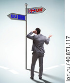 Businessman in Brexit concept - UK leaving EU. Стоковое фото, фотограф Elnur / Фотобанк Лори