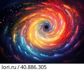 Abstract spiral in rainbow colors in space. Стоковое AI-изображение, AI-художник Ярославский Максим / Фотобанк Лори
