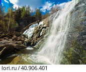 the largest waterfall in the South Urals gadelsha on a spring sunny day. Стоковое фото, фотограф Акиньшин Владимир / Фотобанк Лори