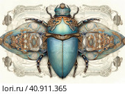 Scarab beetle, watercolor style, Generative AI. Стоковое AI-изображение, AI-художник Анна Кривицкая / Фотобанк Лори