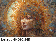 Image of the ancient Slavic pagan god of the sun Yarilo, watercolor style, Generative AI. Стоковое AI-изображение, AI-художник Анна Кривицкая / Фотобанк Лори