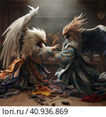 Two eagles fight each other. Стоковое AI-изображение, AI-художник Кирилл Черезов / Фотобанк Лори