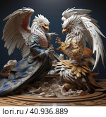 Two eagles fight each other. Стоковое AI-изображение, AI-художник Кирилл Черезов / Фотобанк Лори
