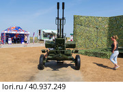 Волгоградская область, Средняя Ахтуба, Россия. Лёгкая малокалиберная зенитная установка ЗУ-23 в парке Патриот. (2021 год). Редакционное фото, фотограф Андрей Цыганков / Фотобанк Лори