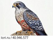 Amur Falcon on a light background,, watercolor style, Generative AI. Стоковое AI-изображение, AI-художник Анна Кривицкая / Фотобанк Лори