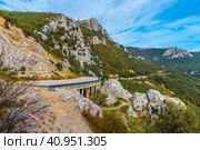 Laspi mountain pass, view of tunnel and Garin Mikhailovsky cliff, Стоковое фото, фотограф Анна Кривицкая / Фотобанк Лори