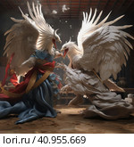 Two eagles fight each other. Стоковое AI-изображение, AI-художник Кирилл Черезов / Фотобанк Лори