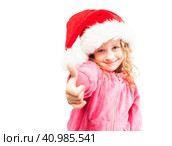 Girl in santa hat. Стоковое фото, фотограф Гладских Татьяна / Фотобанк Лори