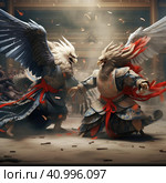 Two eagles fight each other. Стоковое AI-изображение, AI-художник Кирилл Черезов / Фотобанк Лори