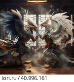 Two eagles fight each other. Стоковое AI-изображение, AI-художник Кирилл Черезов / Фотобанк Лори