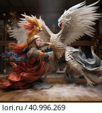 Two eagles fight each other. Стоковое AI-изображение, AI-художник Кирилл Черезов / Фотобанк Лори