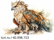 Fairy griffin on a white background. Стоковое AI-изображение, AI-художник Анна Кривицкая / Фотобанк Лори