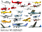 Collage of different modern airplanes. Стоковое фото, фотограф Яков Филимонов / Фотобанк Лори