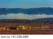 Fog over the reservoir, Bakhchisaray district, Crimea (2020 год). Стоковое фото, фотограф Анна Кривицкая / Фотобанк Лори