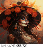 la catrina jovial skeleton death goddess dnd. Generative AI. Стоковое AI-изображение, AI-художник Ирина Ручушкина / Фотобанк Лори