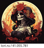 la catrina jovial skeleton death goddess dnd. Generative AI. Стоковое AI-изображение, AI-художник Ирина Ручушкина / Фотобанк Лори