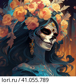 la catrina jovial skeleton death goddess dnd. Generative AI. Стоковое AI-изображение, AI-художник Ирина Ручушкина / Фотобанк Лори