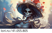 la catrina jovial skeleton death goddess dnd. Generative AI. Стоковое AI-изображение, AI-художник Ирина Ручушкина / Фотобанк Лори