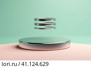 Physical experiment, magnetic levitation of a superconductor over a powerful magnet. Стоковое AI-изображение, AI-художник Сергей Старуш / Фотобанк Лори