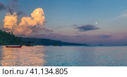 Huge White Clouds above Diving Station on Sunset, Homestay Gam Island, West Papuan, Raja Ampat, Indonesia (2016 год). Стоковое фото, фотограф Igor Tichonow / Фотобанк Лори