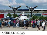 BERLIN, GERMANY - JUNE 02, 2016: Maritime patrol and search-and-rescue seaplane Consolidated PBY Catalina (PBY-5A). Exhibition ILA Berlin Air Show 2016. Редакционное фото, фотограф Sergey Kohl / Фотобанк Лори
