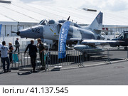 BERLIN, GERMANY - JUNE 03, 2016: Single seat subsonic carrier-capable attack aircraft McDonnell Douglas A-4N Skyhawk. Exhibition ILA Berlin Air Show 2016. Редакционное фото, фотограф Sergey Kohl / Фотобанк Лори