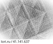 Geometric abstract background from triangles, squares and lines. Three-dimensional bulge. Volume and bend of the diagonally foam. Black and white monochrome photo with gradient and texture. Vignette. Стоковое фото, фотограф Юлия Петровская / Фотобанк Лори