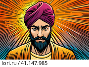 Pop art style spiritual guru. Стоковое AI-изображение, AI-художник Роман Сигаев / Фотобанк Лори