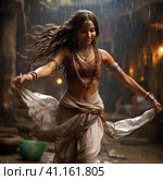 Indian girl dancing national dance. Стоковое AI-изображение, AI-художник Кирилл Черезов / Фотобанк Лори