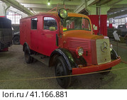 Немецкий пожарный автомобиль Mercedes-Benz L1500S, 1943 год. Музей военной техники "Моторы войны", Москва. (2023 год). Редакционное фото, фотограф Сергей Рыбин / Фотобанк Лори
