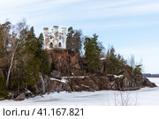 Chapel Ludwigsburg, rocky necropolis island. Vyborg (2023 год). Стоковое фото, фотограф EugeneSergeev / Фотобанк Лори