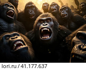 A group of gorillas. Стоковое AI-изображение, AI-художник Кирилл Черезов / Фотобанк Лори