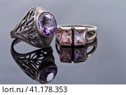 silver rings old style with purple gems. Стоковое фото, фотограф Сергей Сергеев / Фотобанк Лори